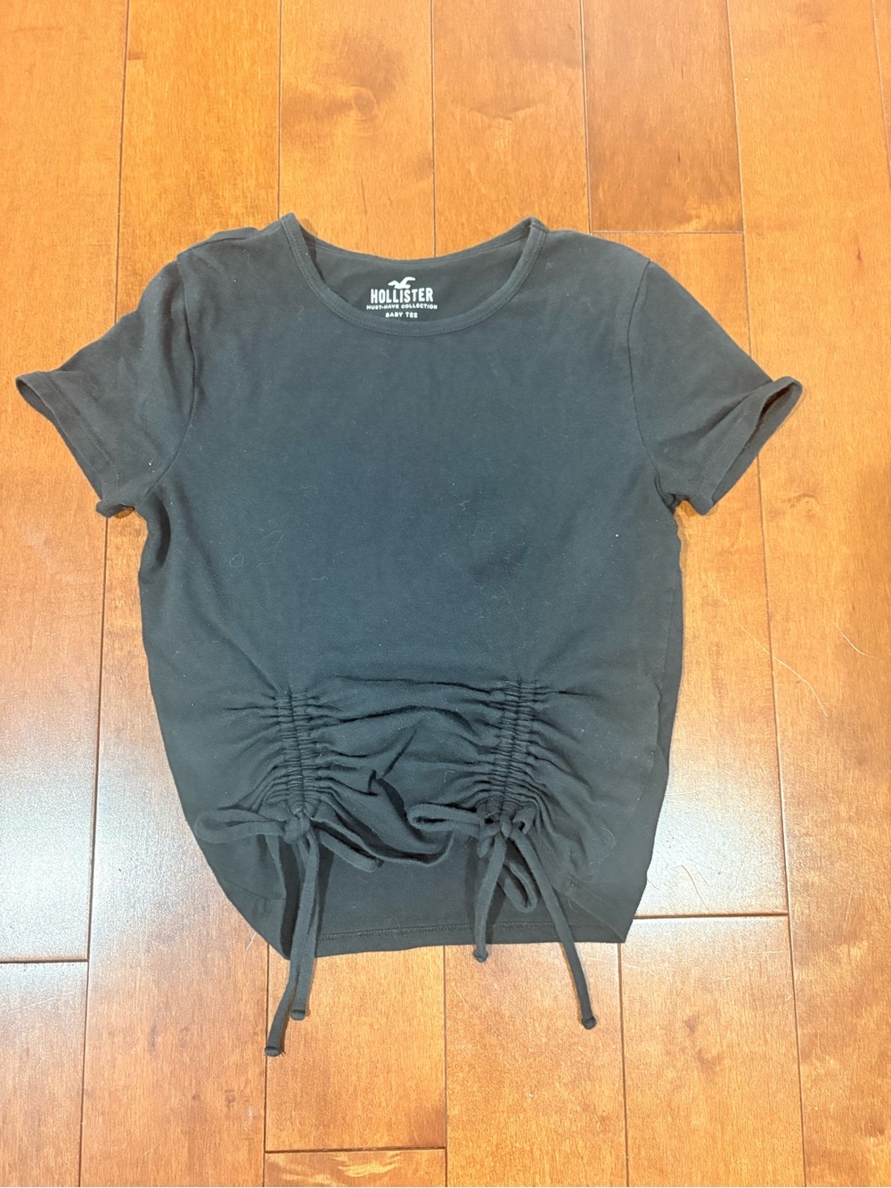 Hollister Black Ruched Drawstring Tee